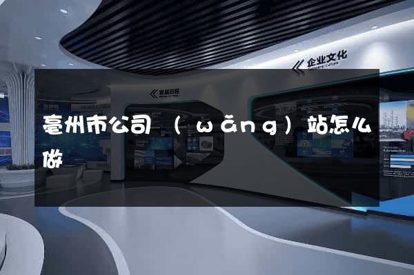 亳州市公司網(wǎng)站怎么做