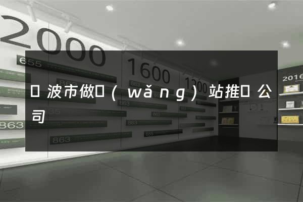 寧波市做網(wǎng)站推廣公司