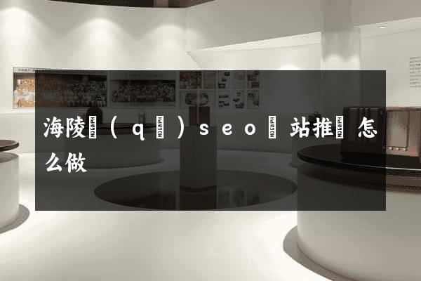 海陵區(qū)seo網站推廣怎么做
